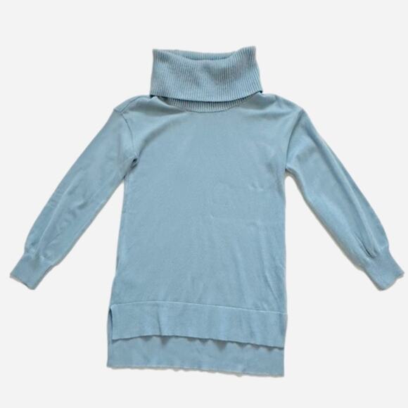 Loft Tunic Sweater Petite Dusty Blue Cowl Hi Low Hem Soft Tunic Sweater XSP NEW - Picture 10 of 11